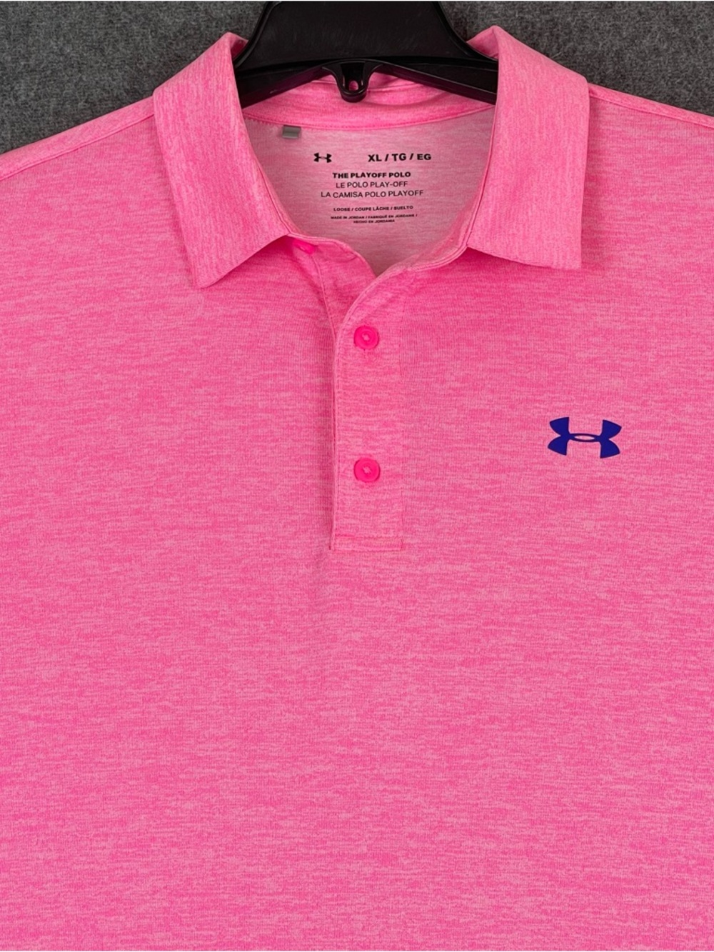 Under Armour The Playoff Polo Shirt Mens XL Heather Pink Performance Stretch
